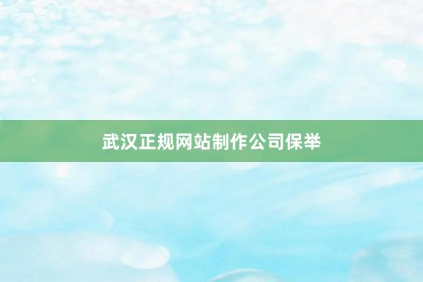 武汉正规网站制作公司保举