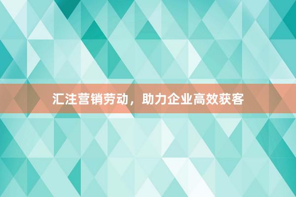 汇注营销劳动，助力企业高效获客
